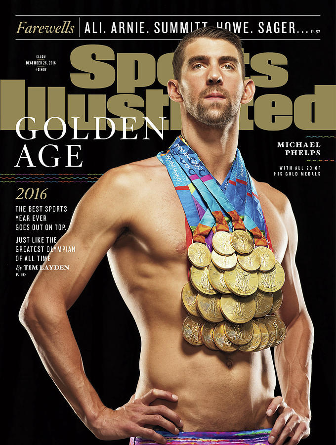 Michael Phelps z medaljami